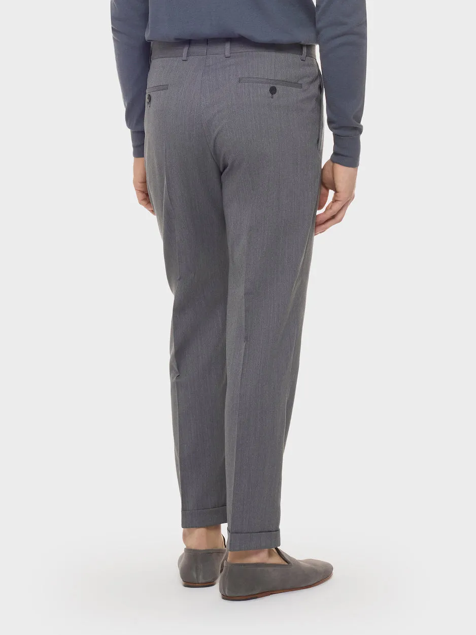Caruso Pantalone Carrot Fit Lana Grigio