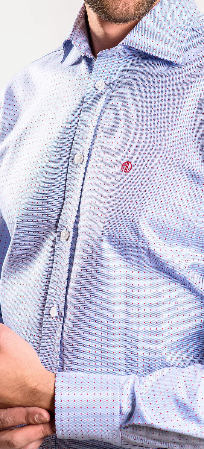 Alain Delon Camicia Extra Slim Fit Blu Taglia 40 Pois