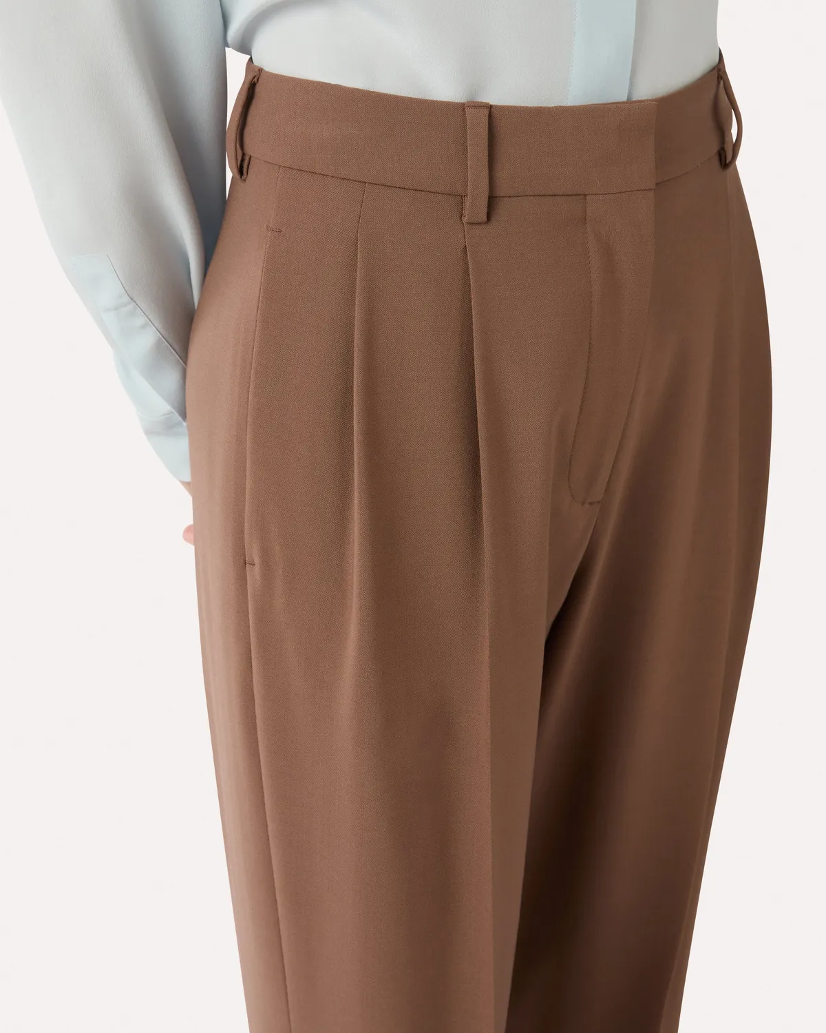 Lardini pantalone marrone lana stretch vita alta