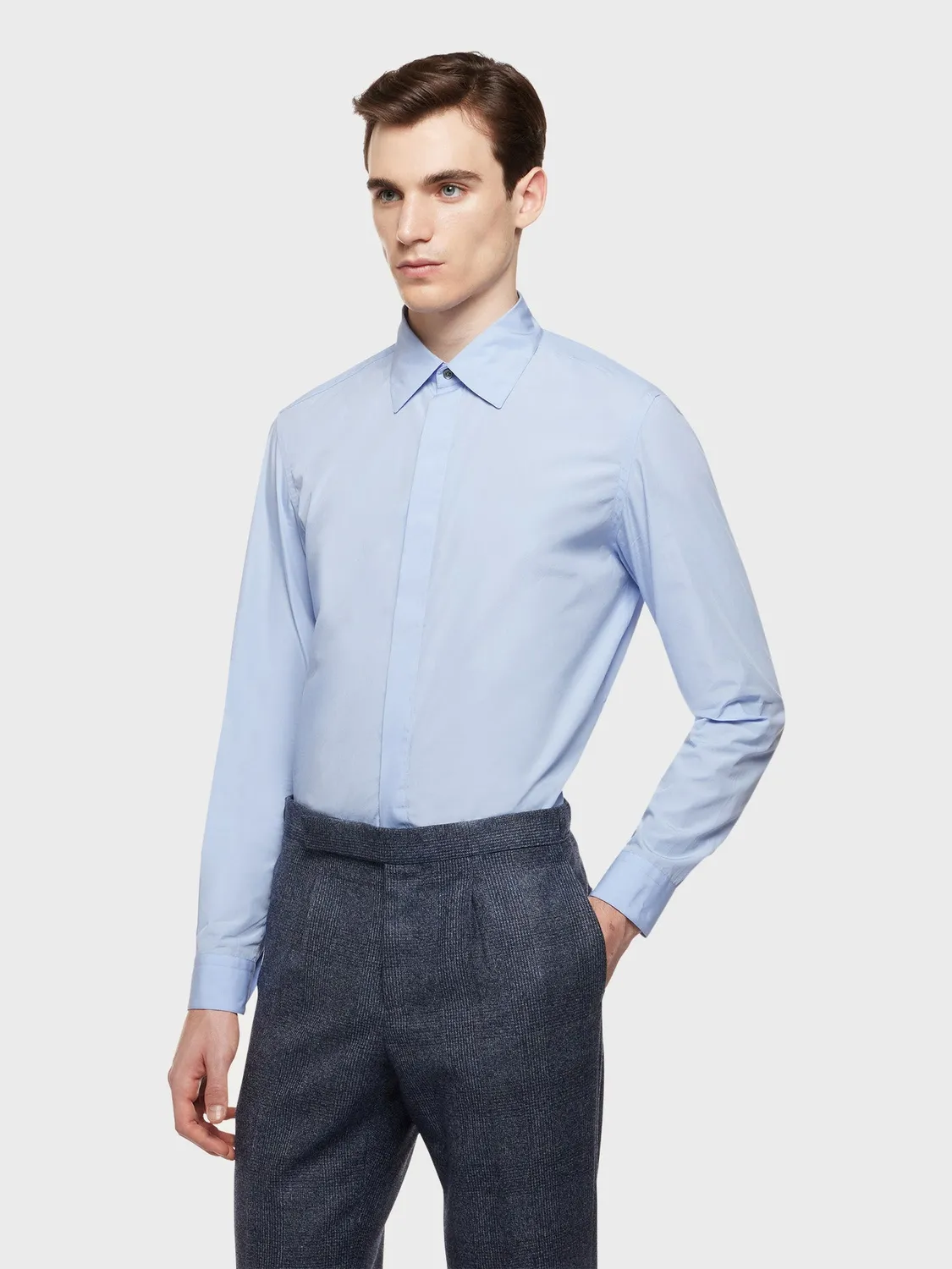 Caruso camicia slim cotone azzurra
