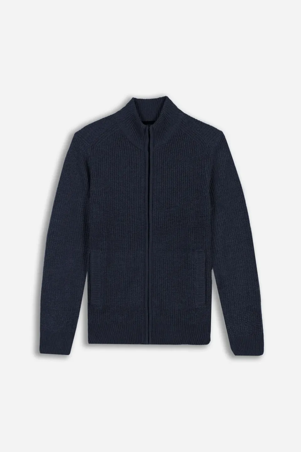 Sonny Bono Full Zip Maglia Blu Costina Collo