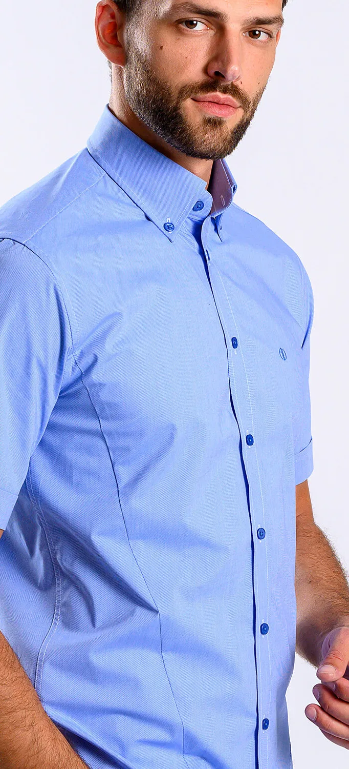 Alain Delon camicia manica corta extra slim blu