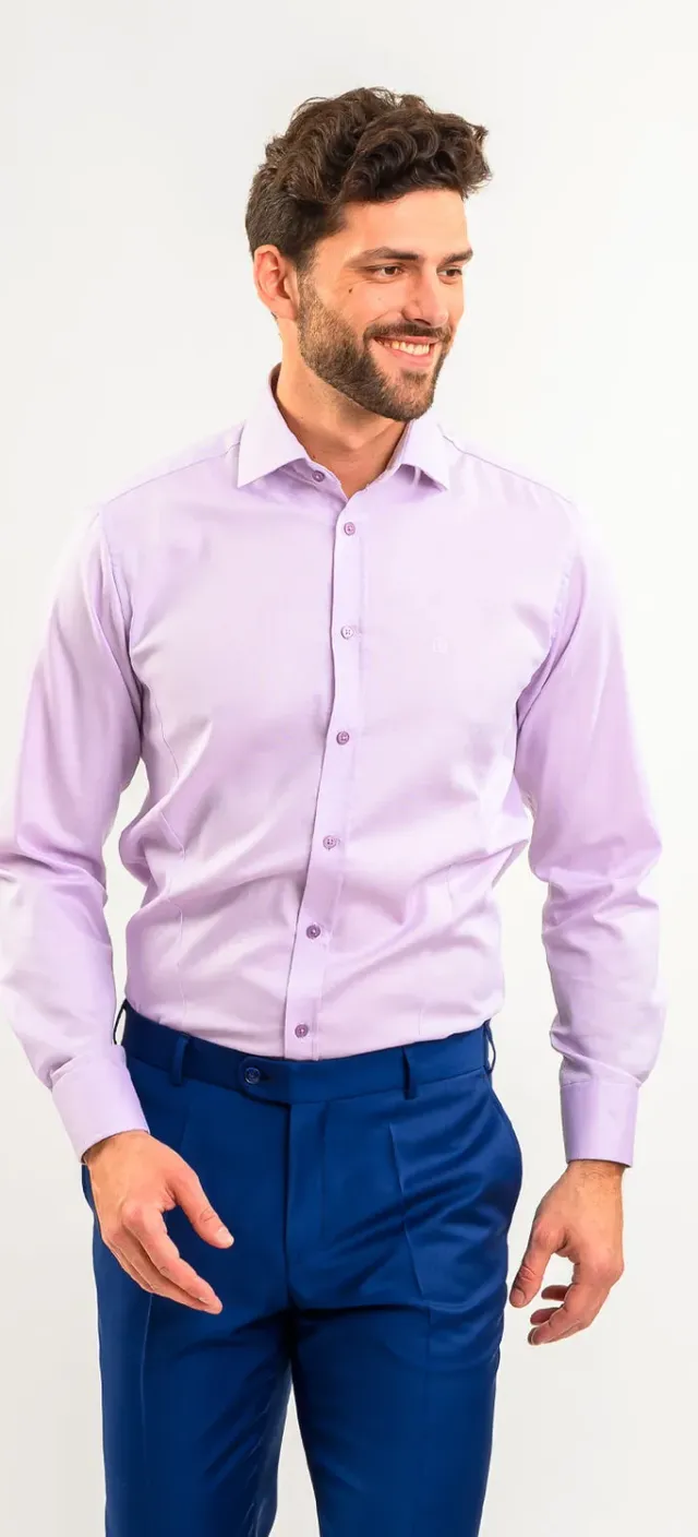 Alain Delon camicia lilla extra slim fit Getzner