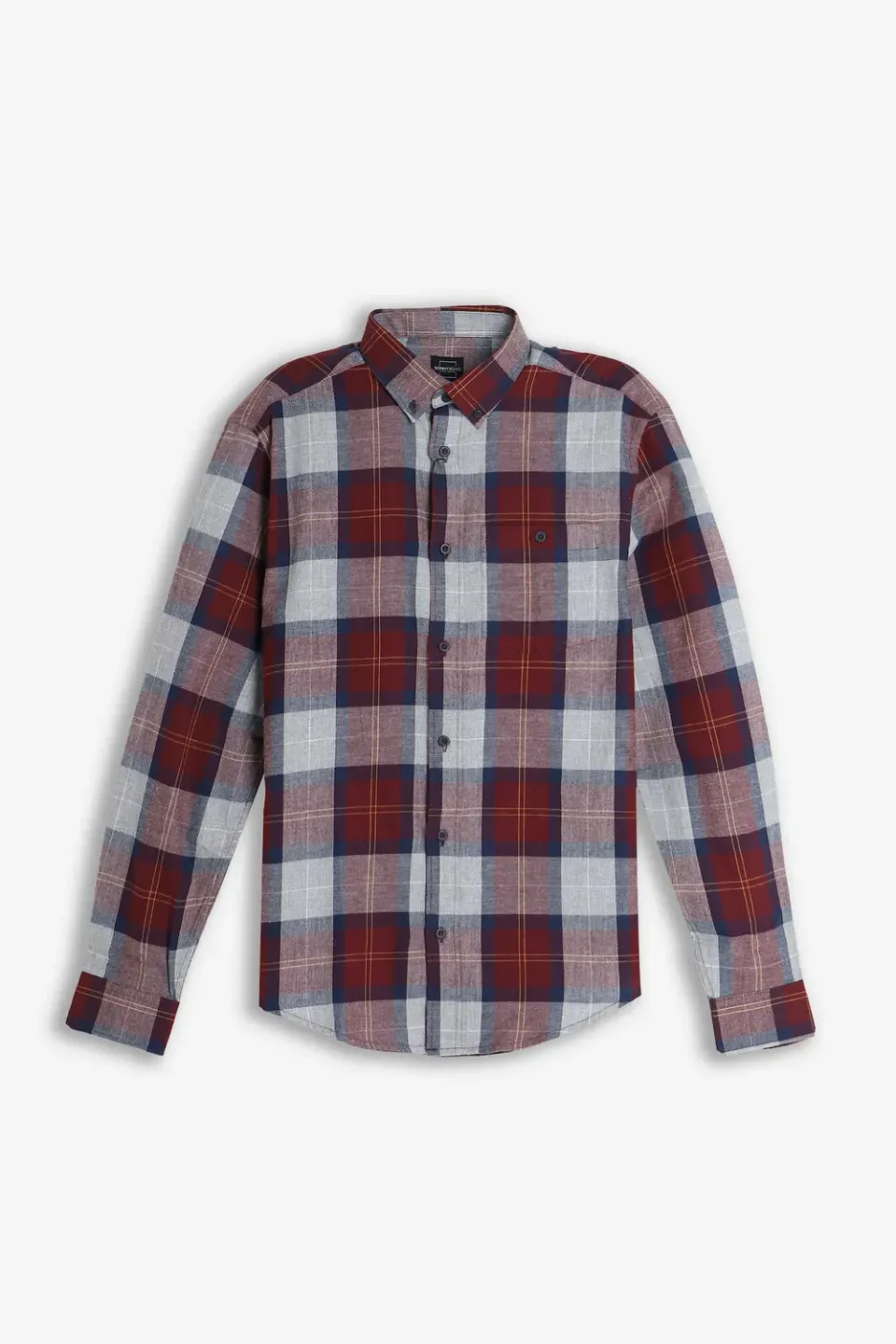 Sonny Bono Quadri Flanella Camicia Bordeaux Morbida