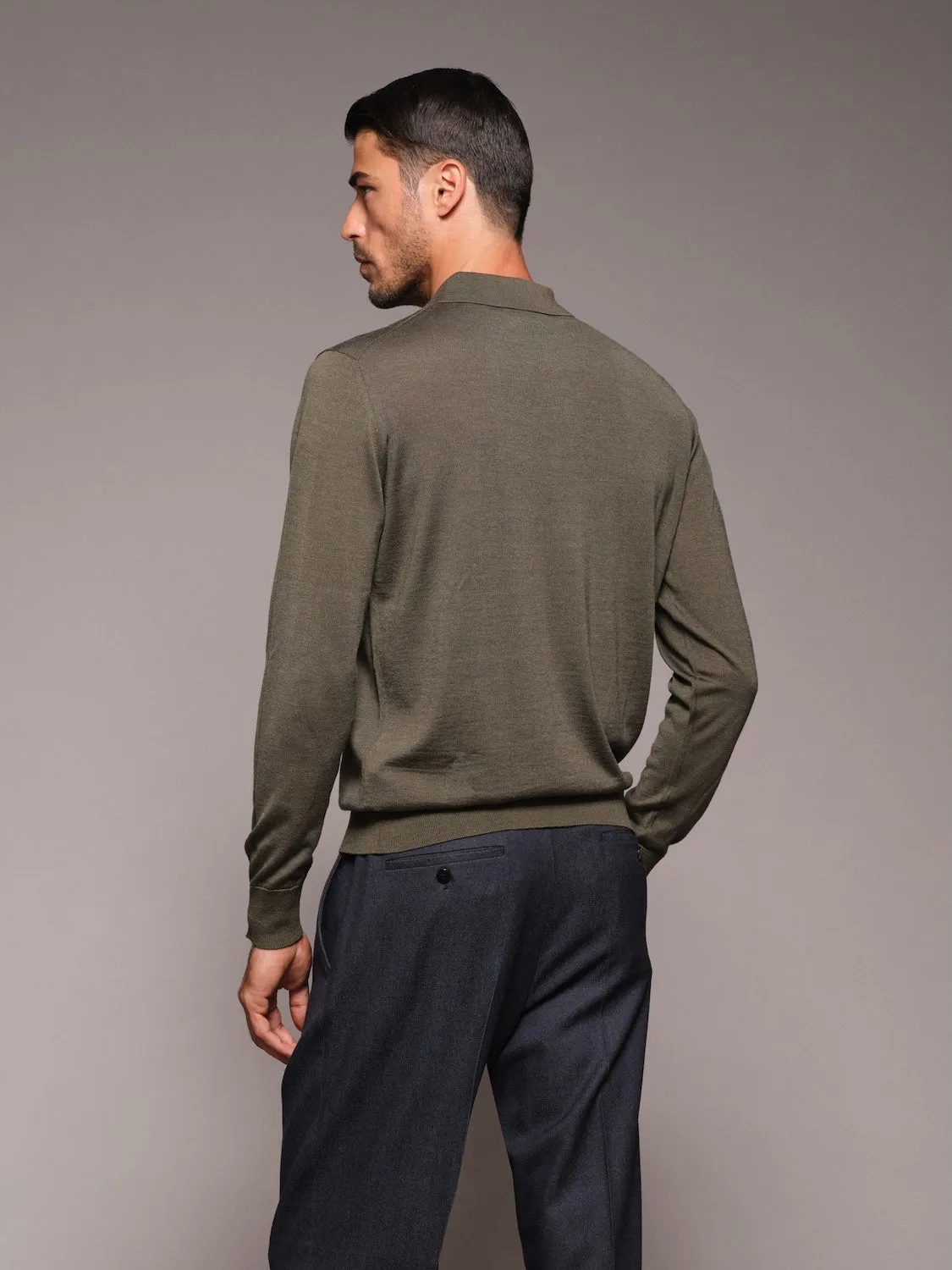 Caruso Butterfly polo lana seta cashmere verde