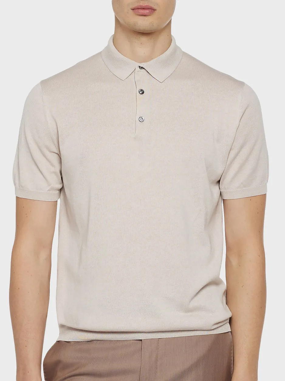 Caruso polo seta e cotone beige maniche corte