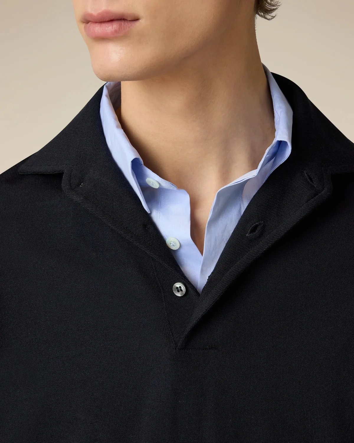 Lardini polo lana merino superfine blu 120's finezza 16