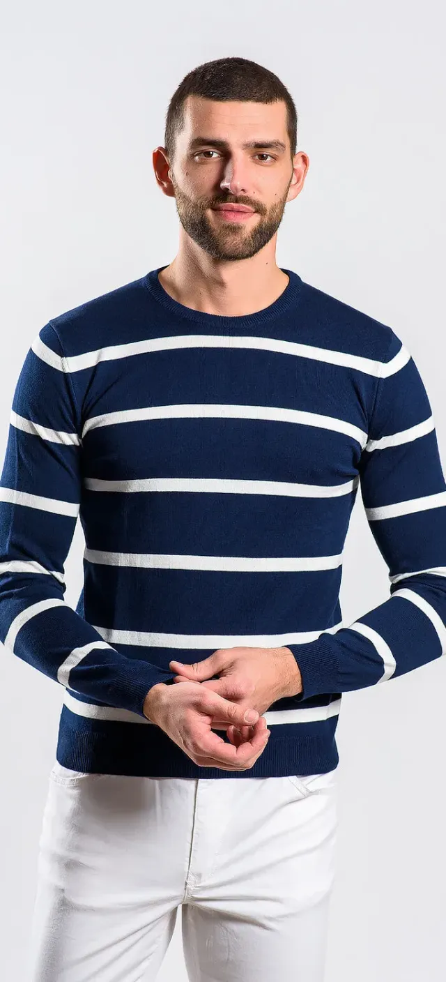 Alain Delon maglione cotone blu navy