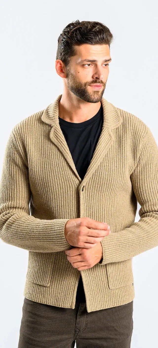 Alain Delon Maglione Beige Lana con Bottoni
