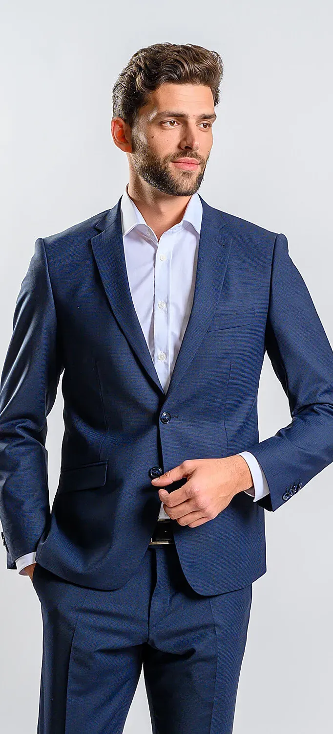 Alain Delon Slim Fit abito blu elasticizzato uomo