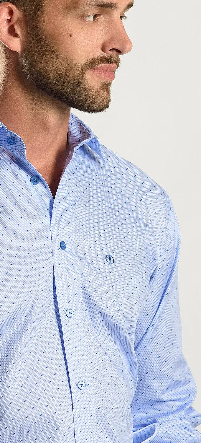 Alain Delon camicia azzurra fantasia blu slim fit