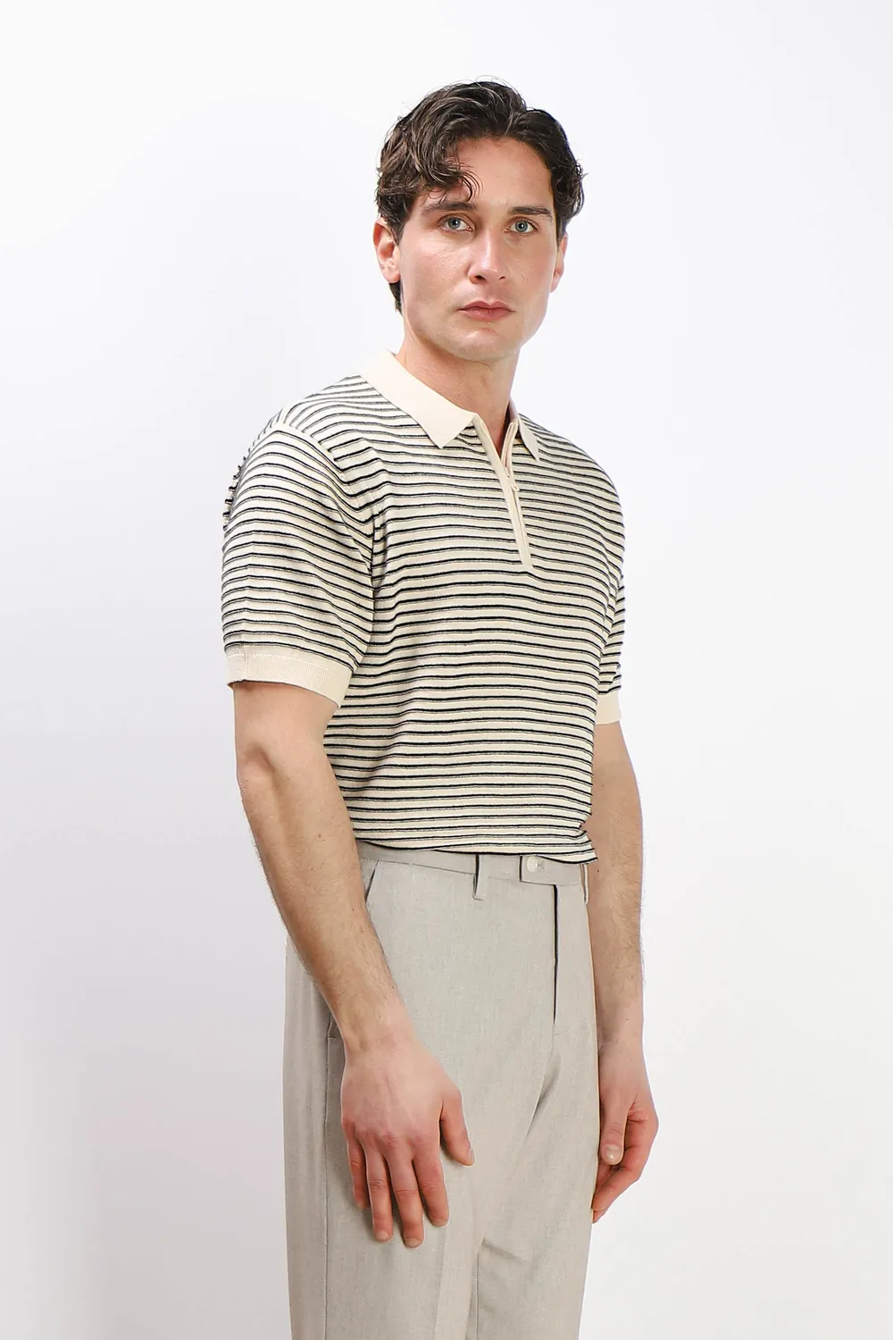 Sonny Bono Polo Maglina Rilievo Zip Beige F-Beige