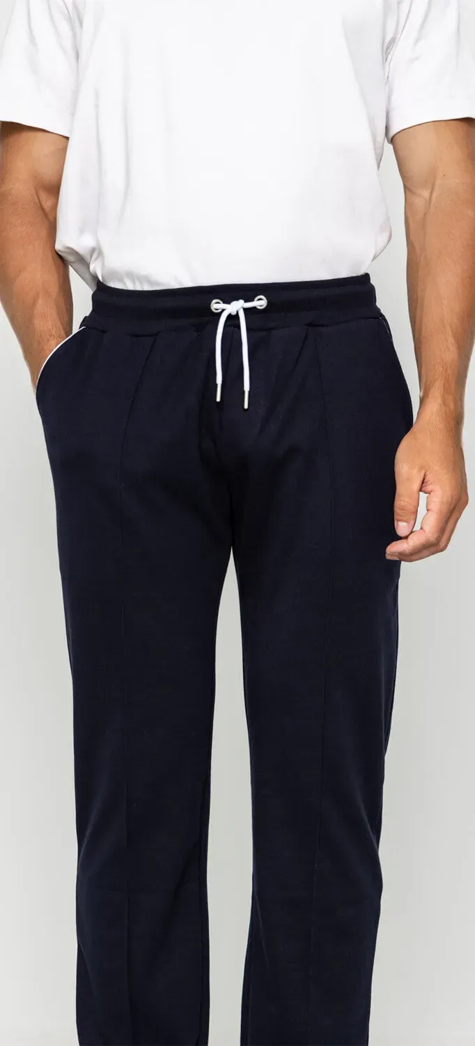 Alain Delon Pantaloni Tuta Blu Navy Elastici