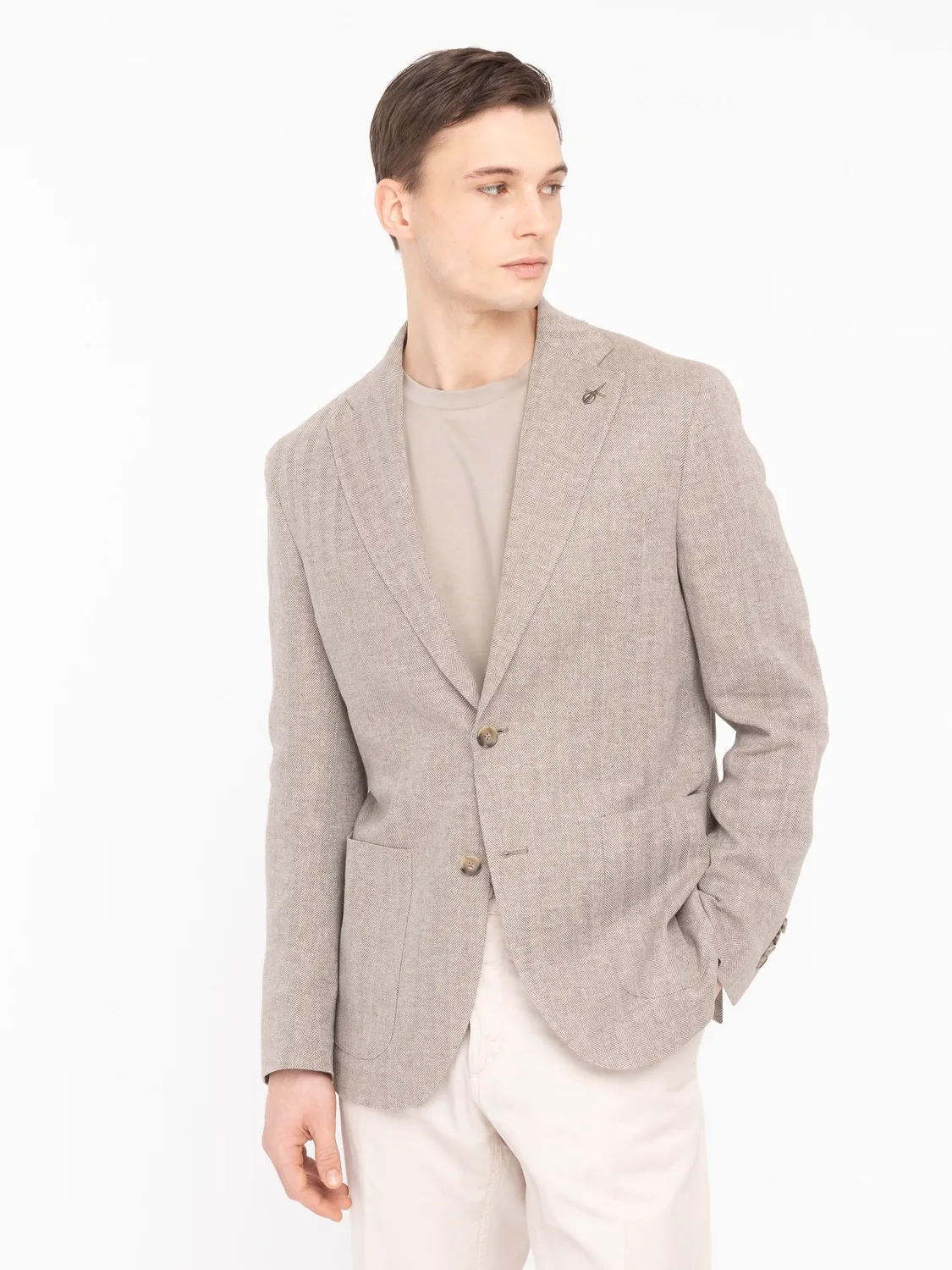 Paoloni Giacca Resca Beige Lino Cotone