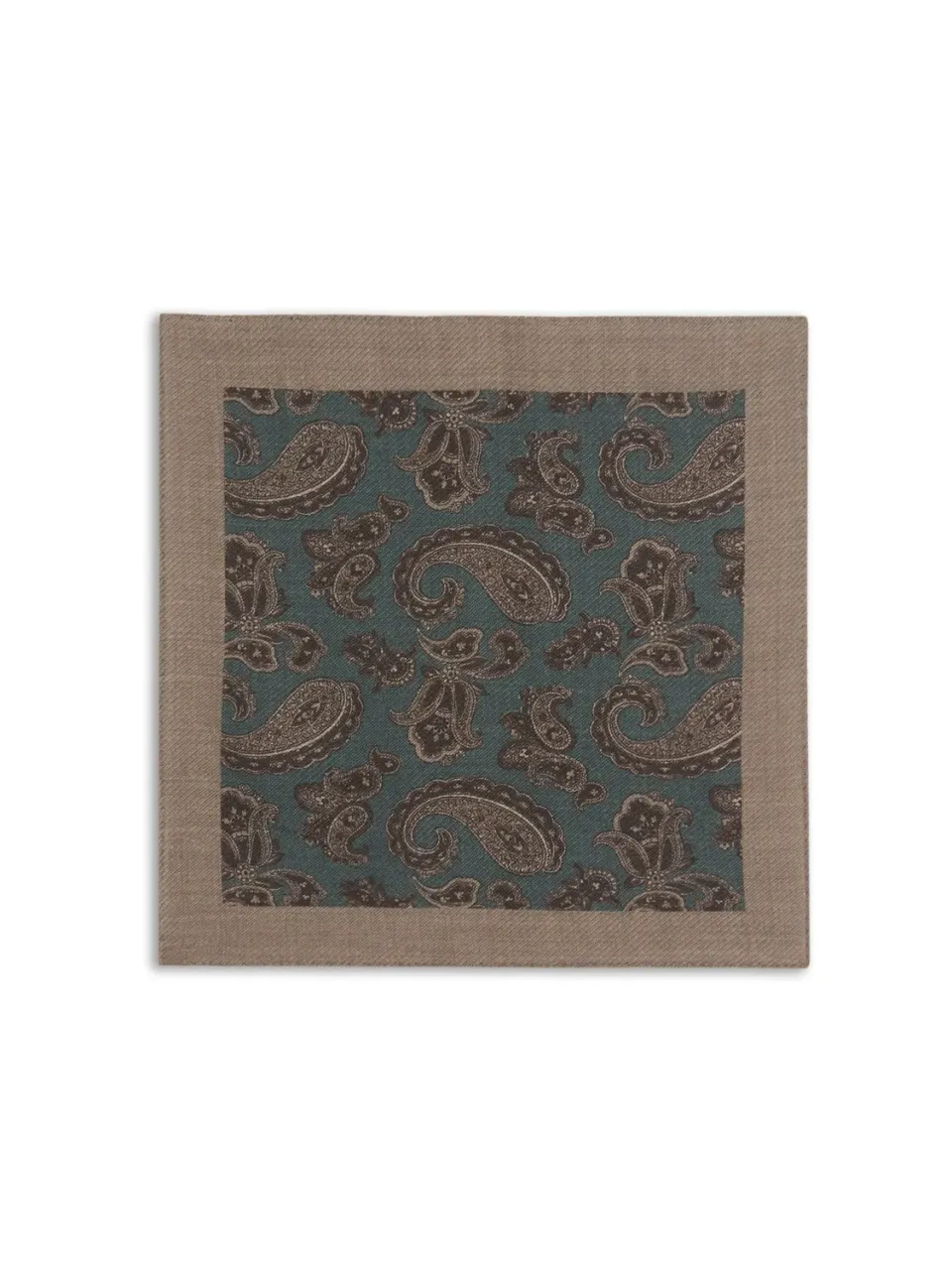 Caruso Pochette Lana Paisley Verde Uomo