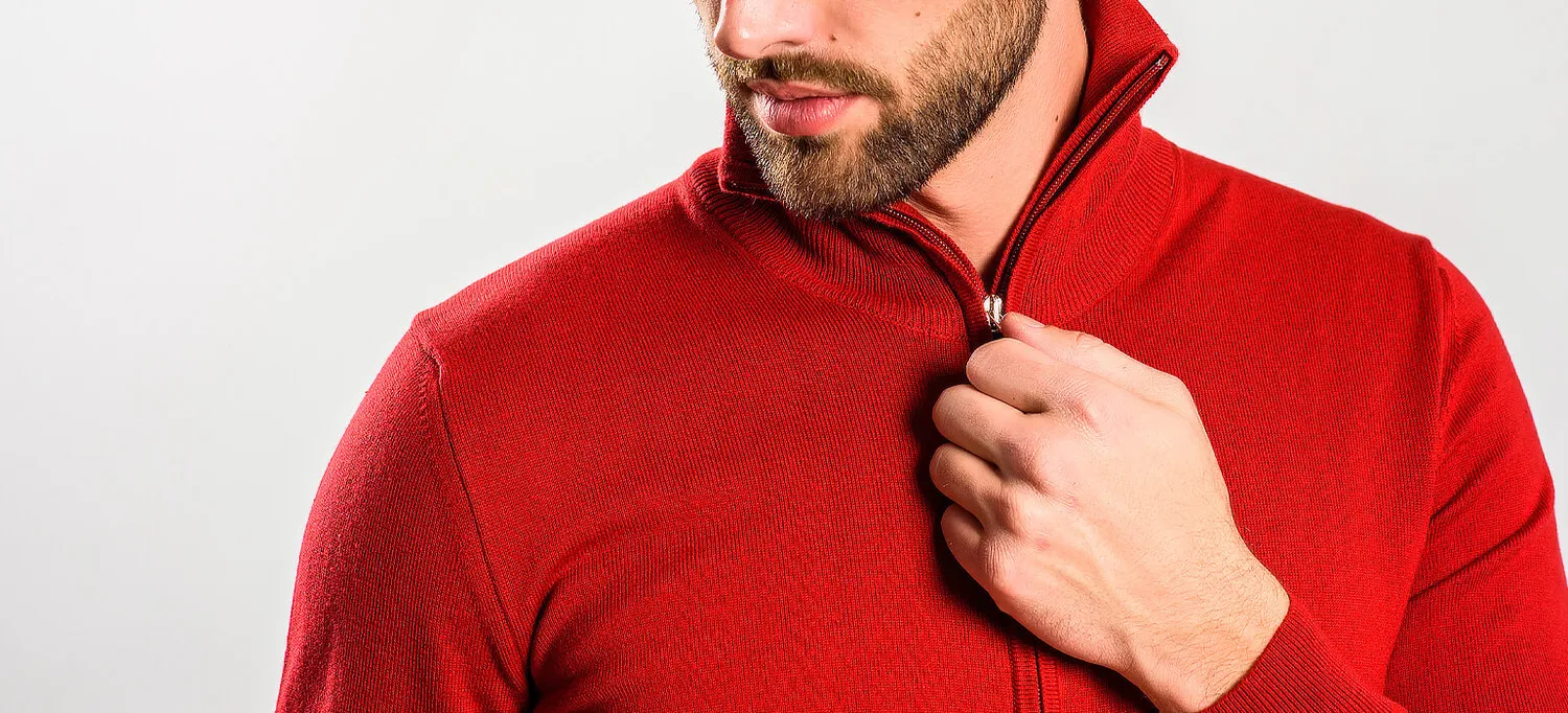 Alain Delon maglione bordeaux zip uomo S cotone