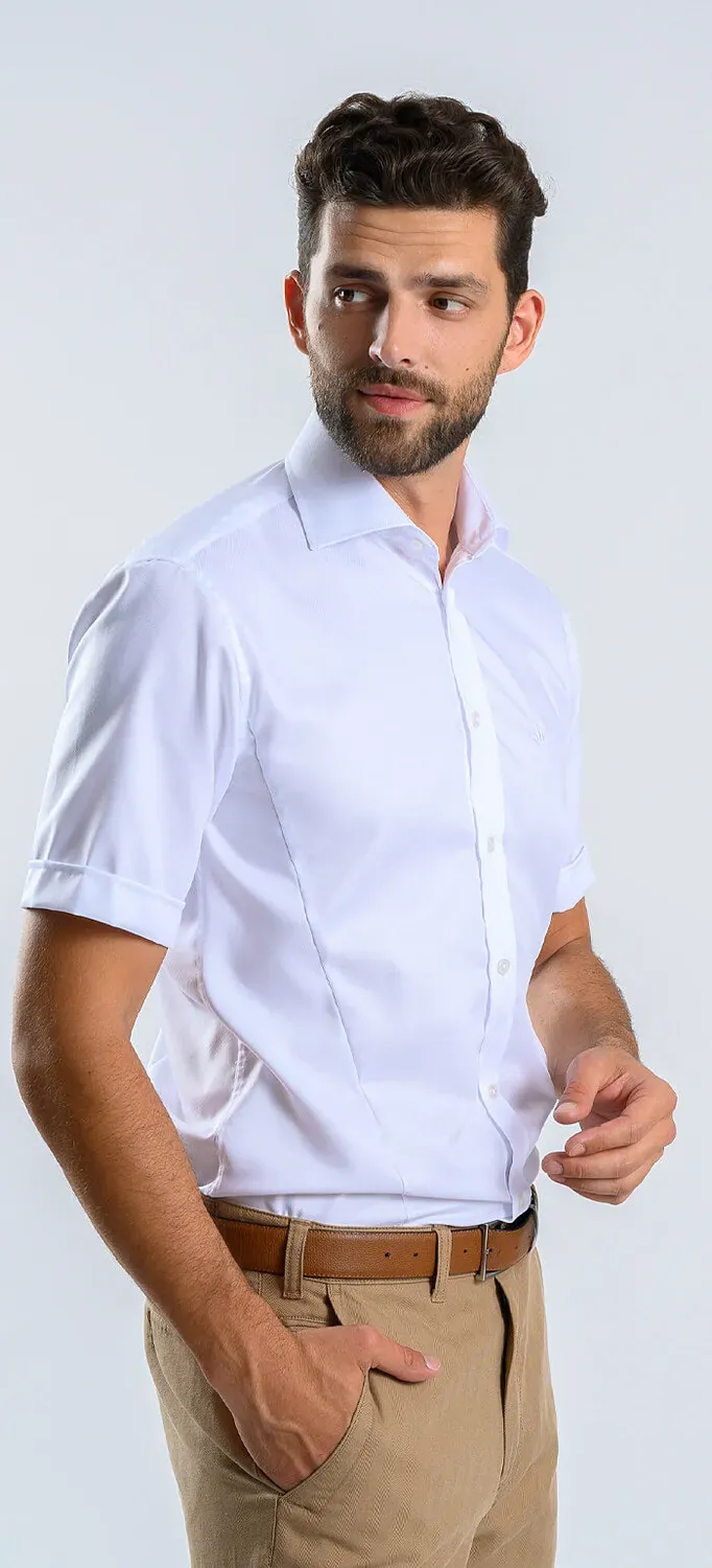 Alain Delon camicia bianca manica corta extra slim
