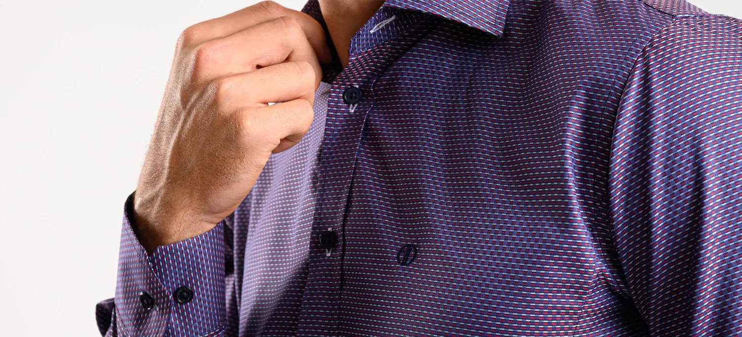 Alain Delon camicia viola fantasia Extra Slim cotone Getzner