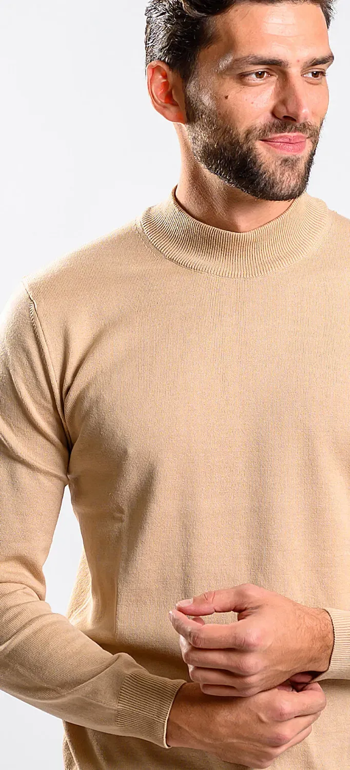 Alain Delon dolcevita beige cotone collo basso taglia S