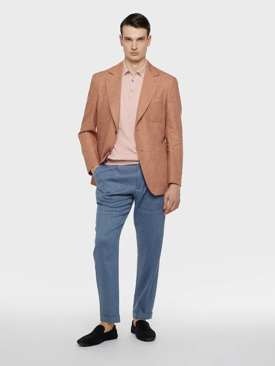 Caruso polo seta cotone rosa uomo