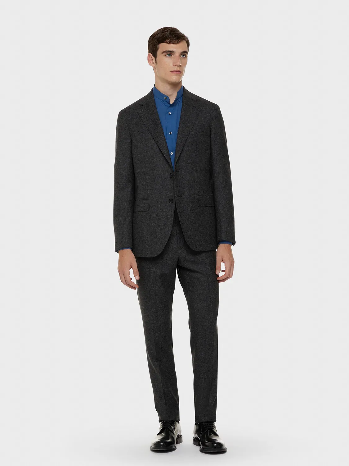 Caruso camicia coreana azzurra uomo in cotone