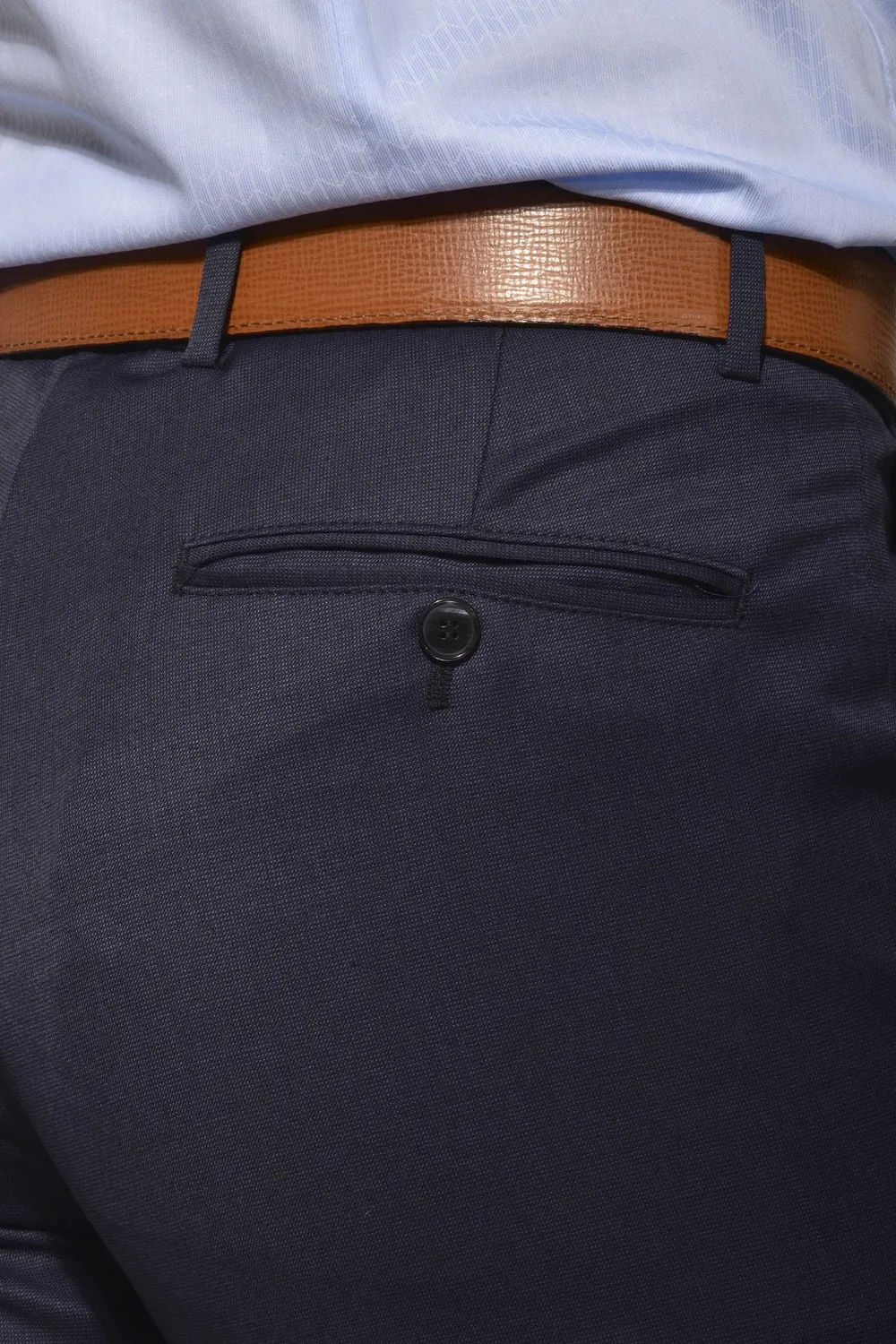 Alain Delon pantalone abito blu slim fit lana