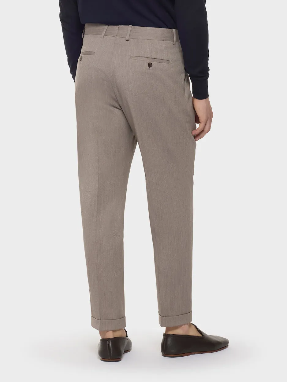 Caruso pantalone flanella lana beige slim fit