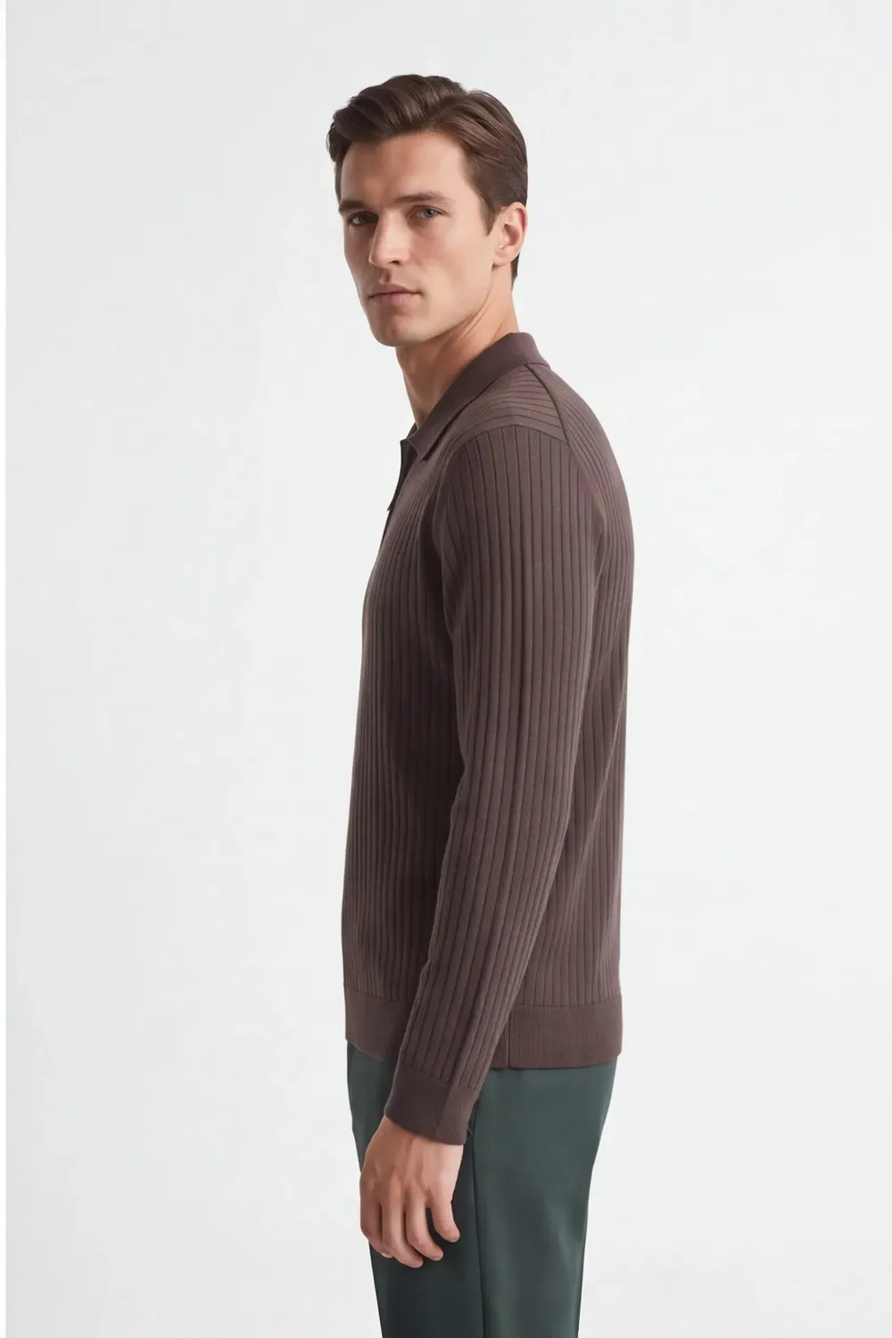 Sonny Bono Maglia Costina Polo Mezza Zip Tortora