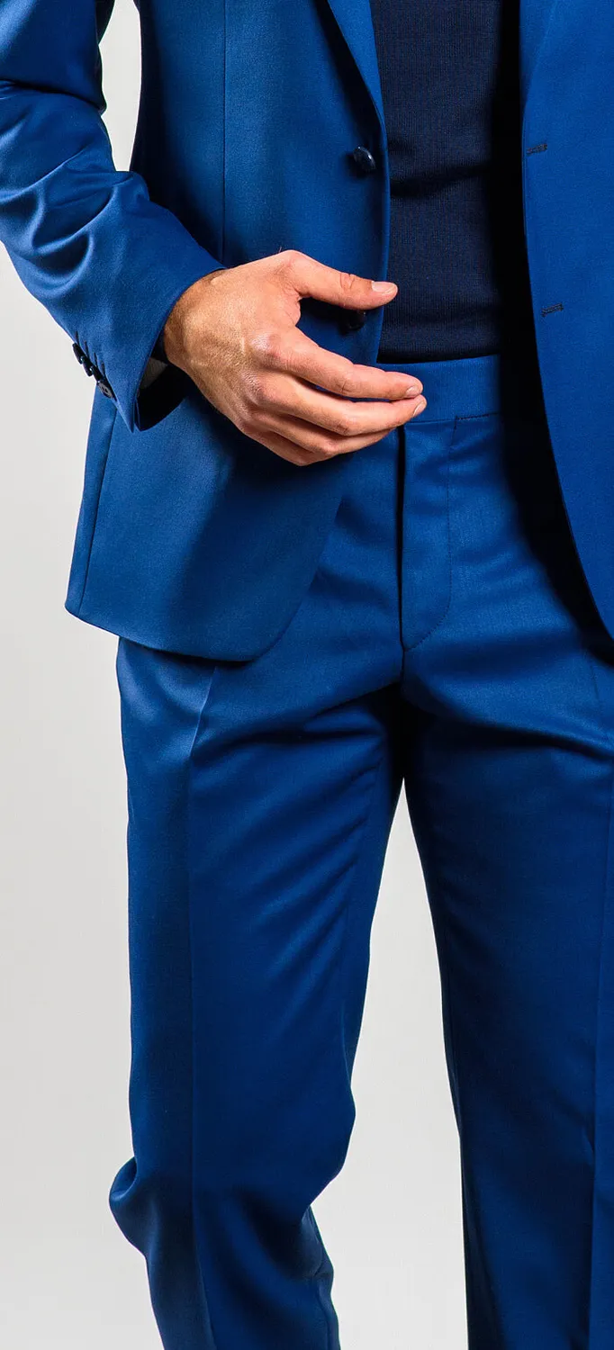 Alain Delon Slim Fit abito blu royal taglia 33 elasticizzato
