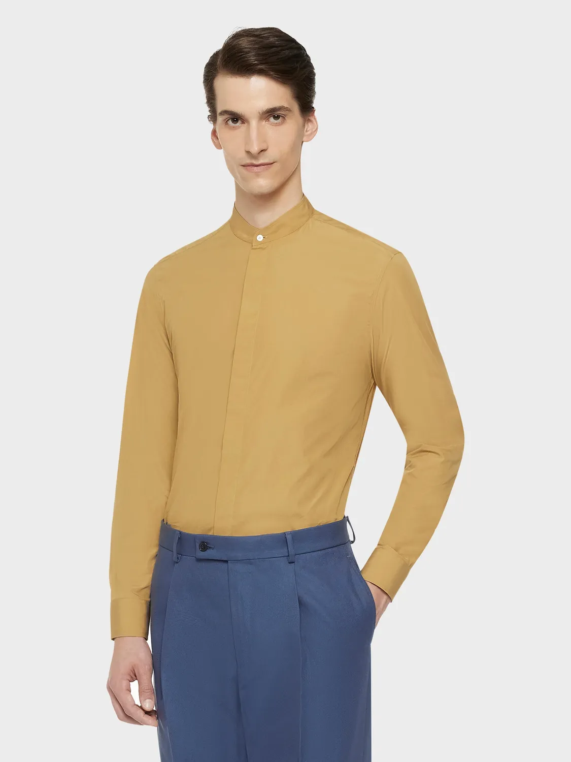 Caruso Camicia coreana cotone cammello