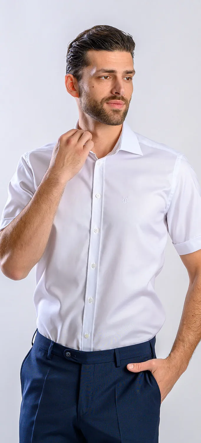 Alain Delon camicia bianca Extra Slim Fit manica corta