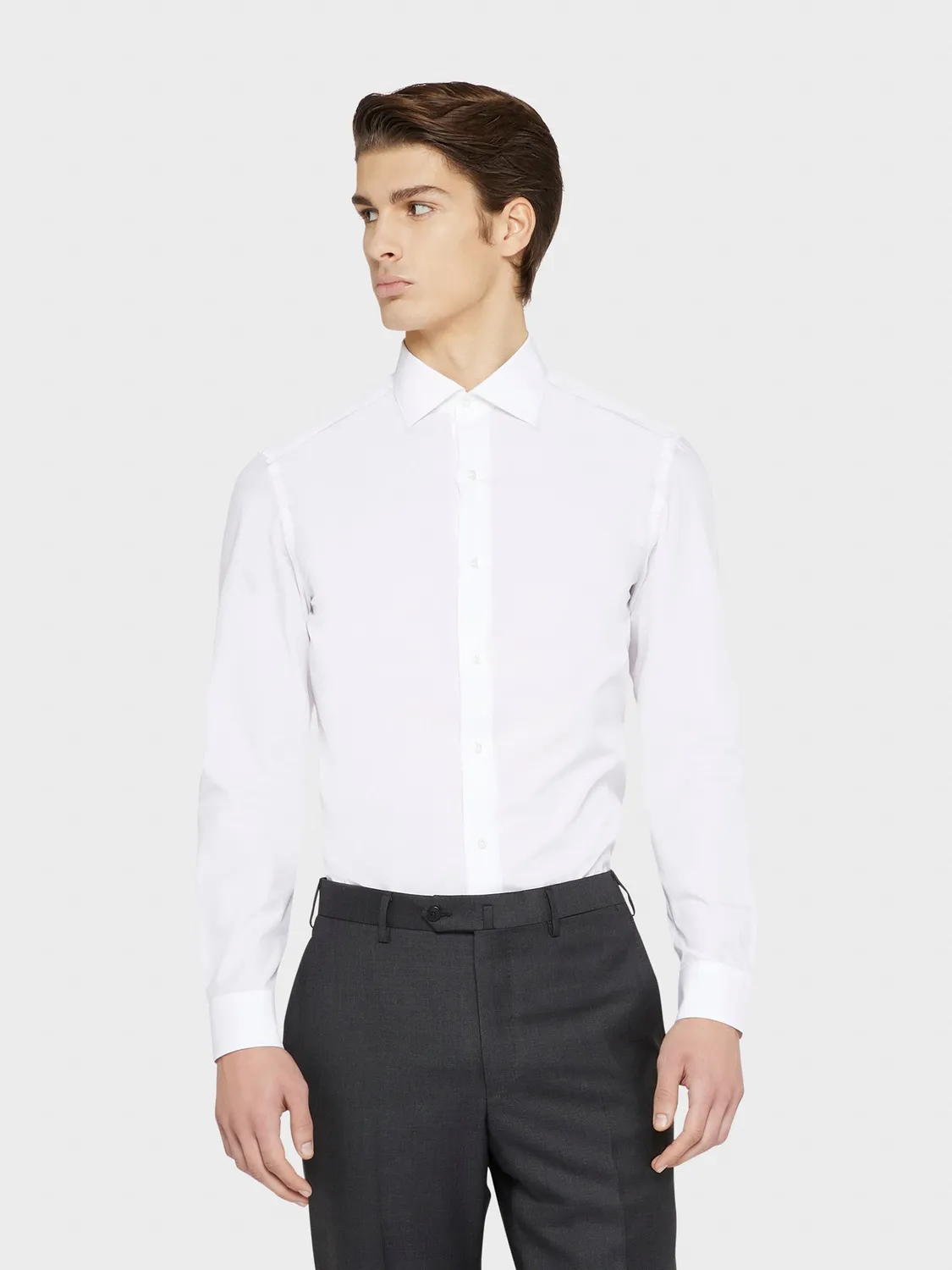 Caruso camicia slim cotone bianco popeline gemelli