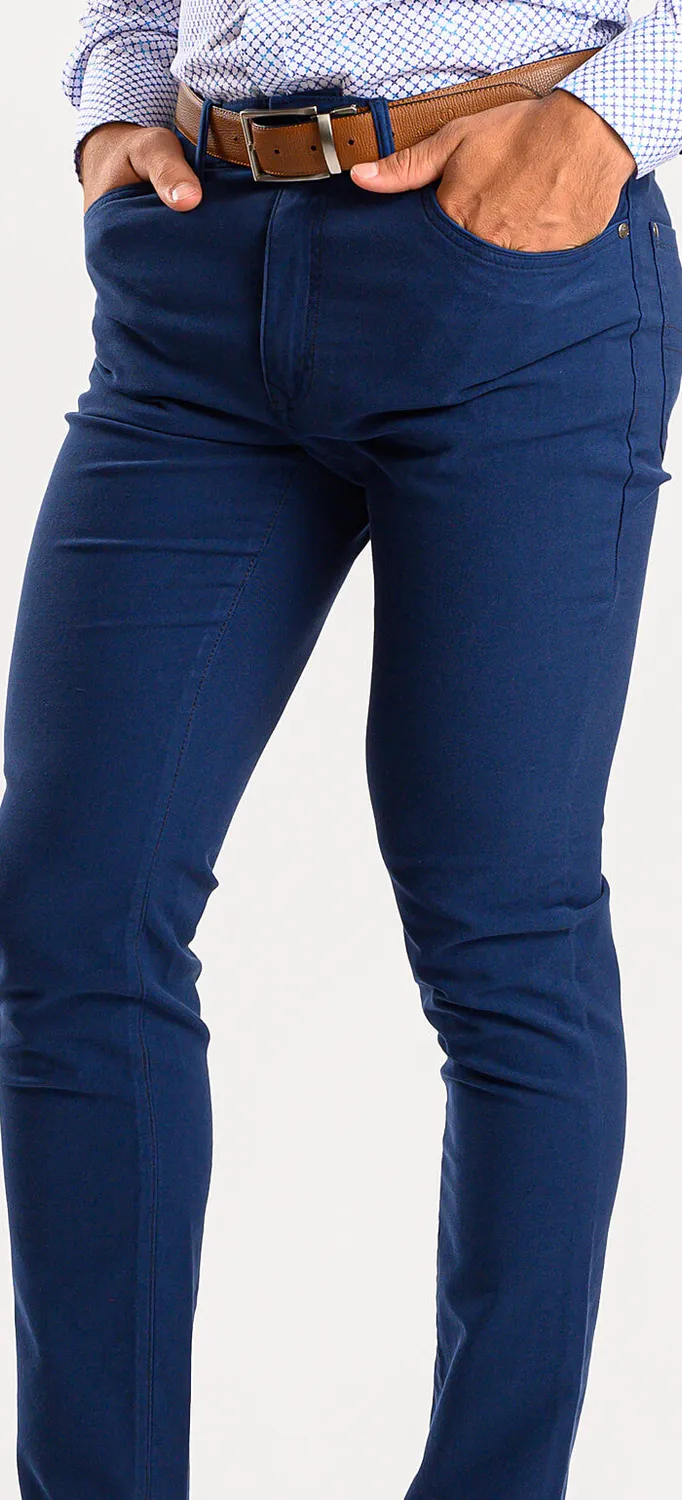 Alain Delon Bold Blue pantaloni casual blu slim fit elasticizzati