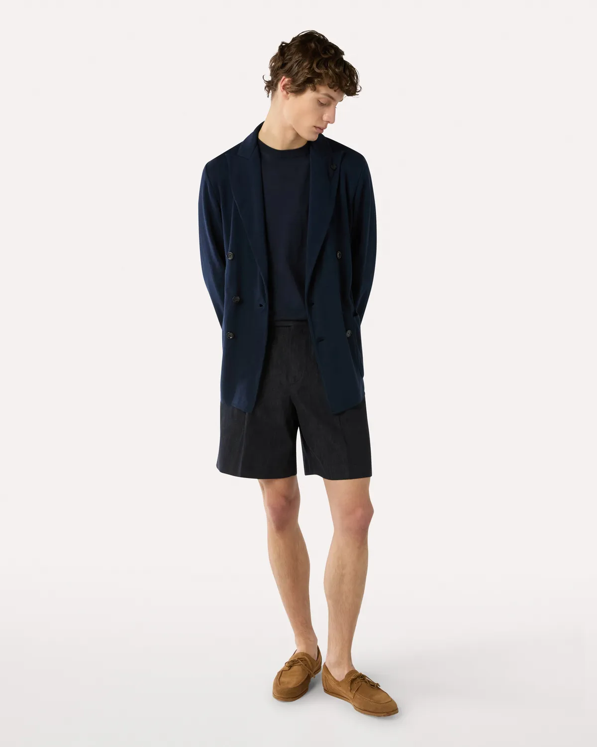 Lardini T-Shirt Maglia Cotone Blu Fiore Jacquard