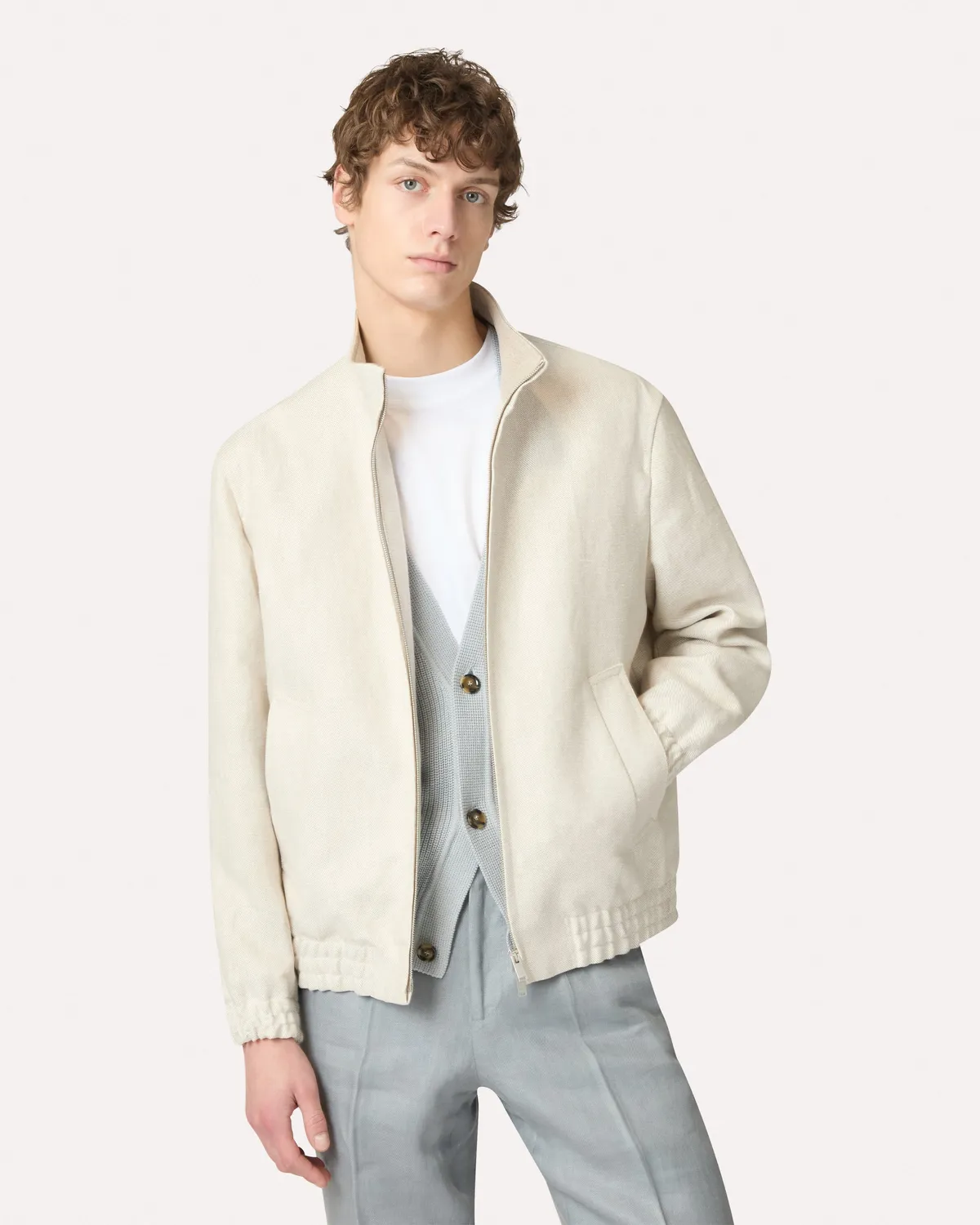 Lardini Giubbino in Lino Panna Uomo