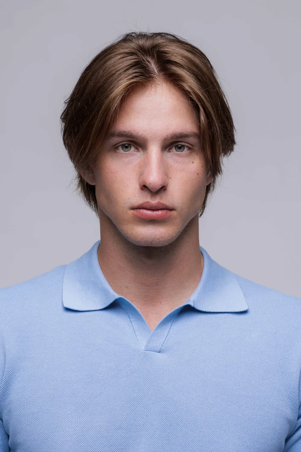 Alain Delon polo maglia azzurra cotone senza bottoni