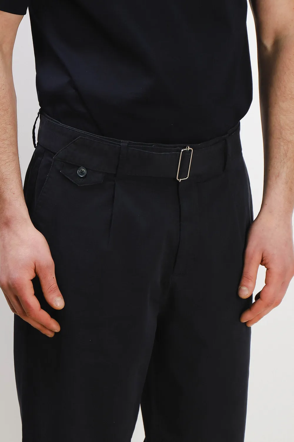 Sonny Bono pantalone chino doppia pence bleu con cinturino