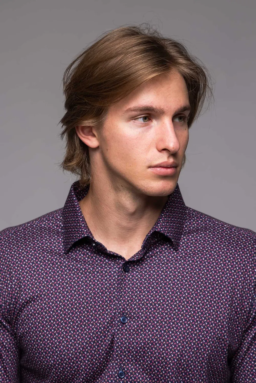 Alain Delon camicia bordeaux extra slim elasticizzata fantasia