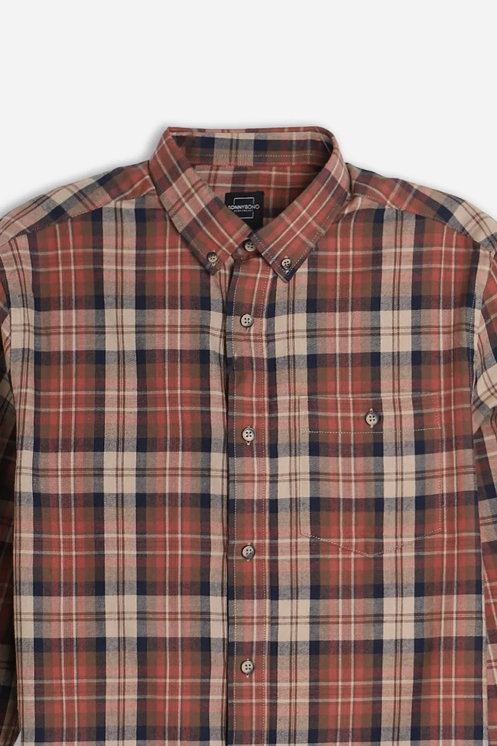 Sonny Bono Flanella camicia a quadri coccio