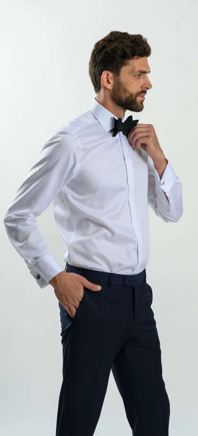 Alain Delon camicia bianca extra slim fit a quadri