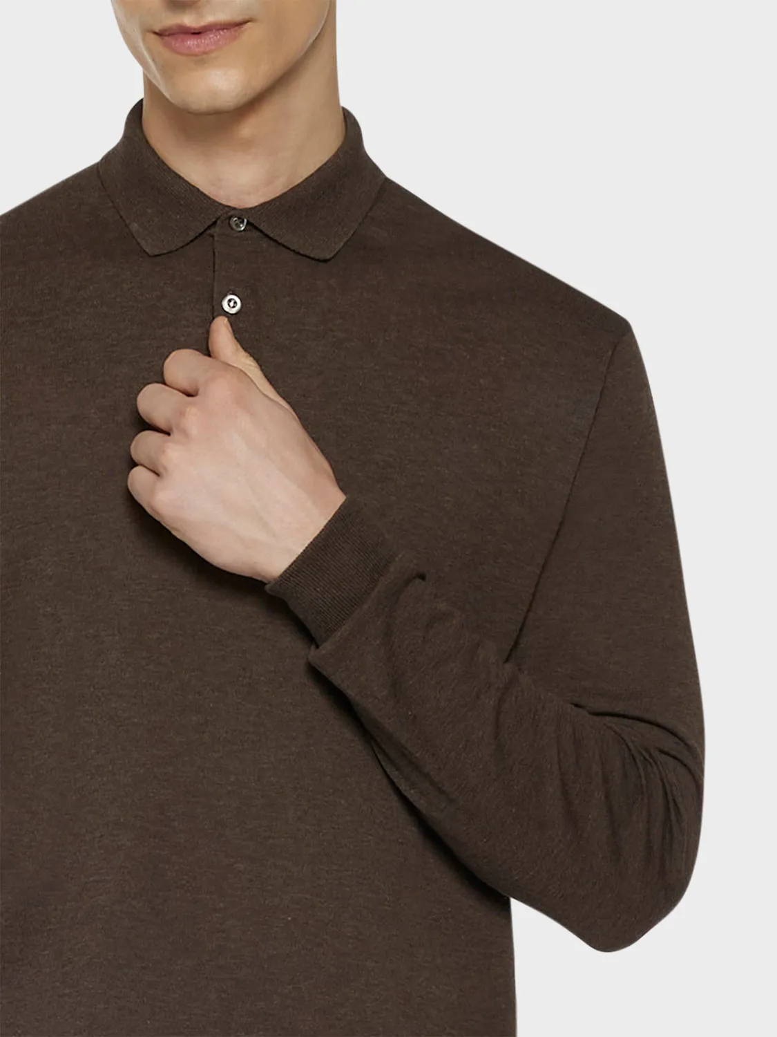 Caruso Butterfly polo maniche lunghe cotone marrone