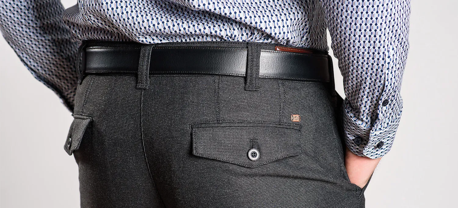Alain Delon pantaloni casual grigi 35/32 slim fit elastici