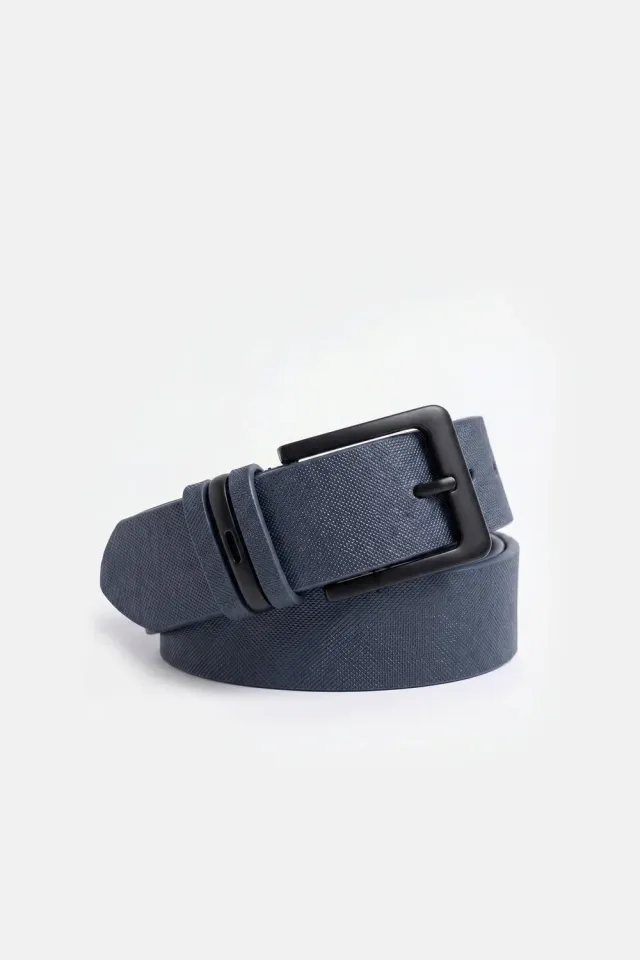 Sonny Bono Saffiano cintura blu trama graffiata