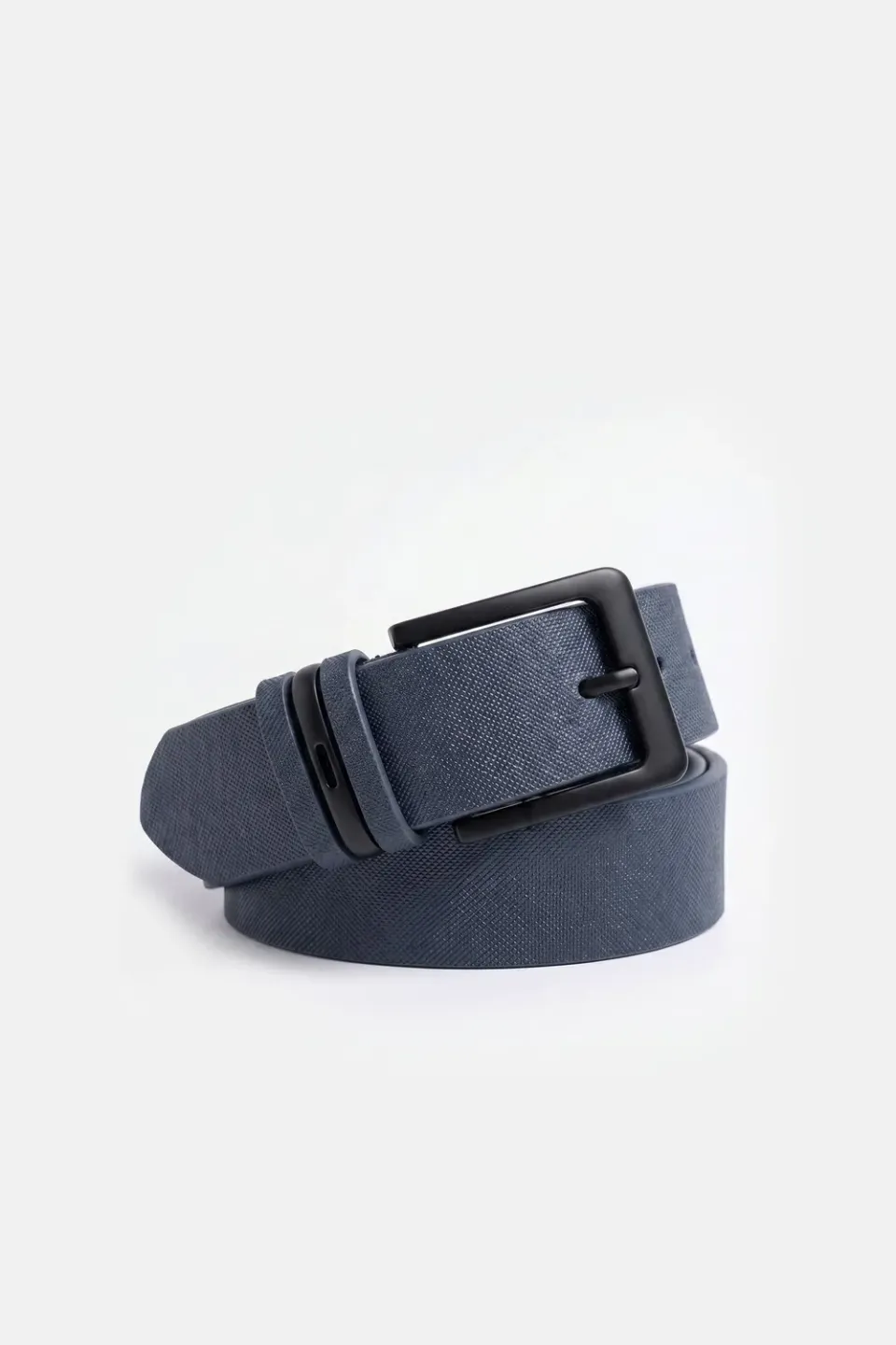 Sonny Bono Saffiano cintura blu trama graffiata