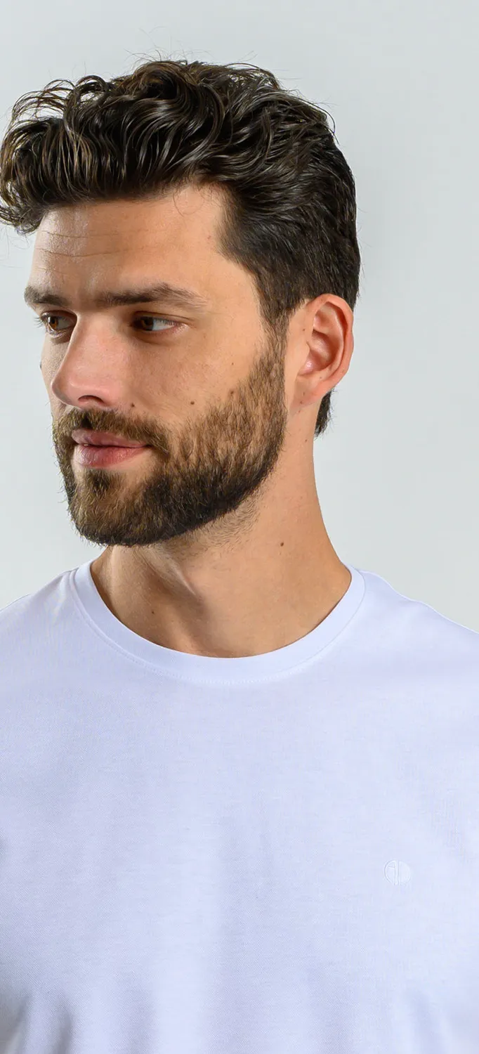 Alain Delon t-shirt bianca slim in micropima