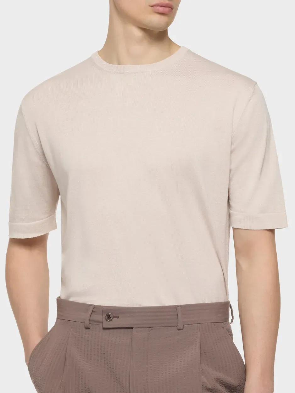 Caruso Butterfly T-shirt seta cotone panna uomo