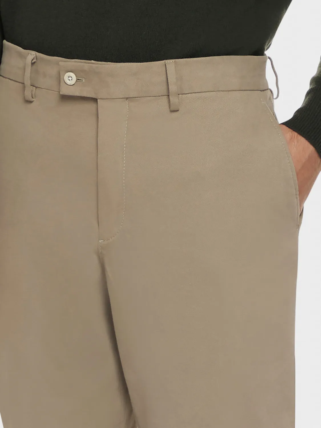 Caruso pantalone cotone stretch sabbia gabardine