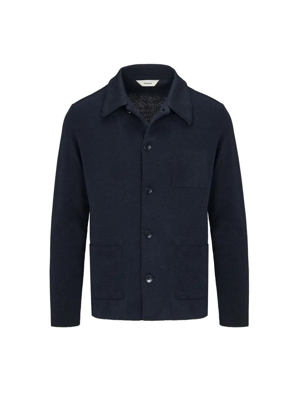 Paoloni Overshirt maglia piquet blu misto lana