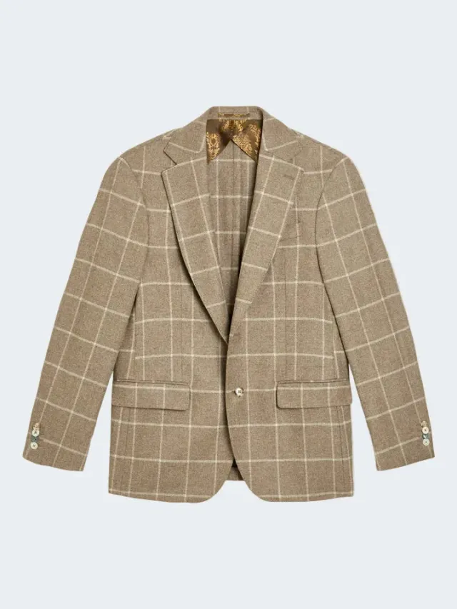 Sand Menswear Soft Lambswool Check blazer lana a quadri