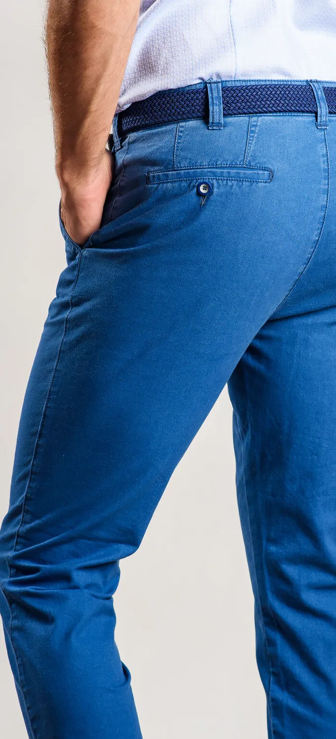 Alain Delon pantaloni celesti slim fit chino cotone